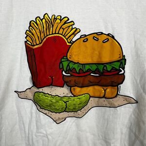Butts on Things Tshirt Large Hamburger Fries Pickle Funny Gag Gift
